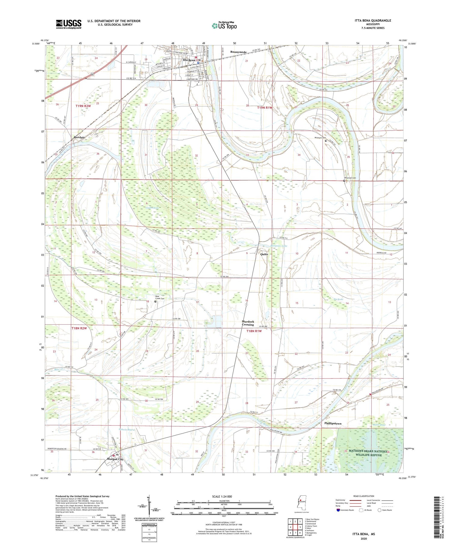Itta Bena Mississippi US Topo Map Image