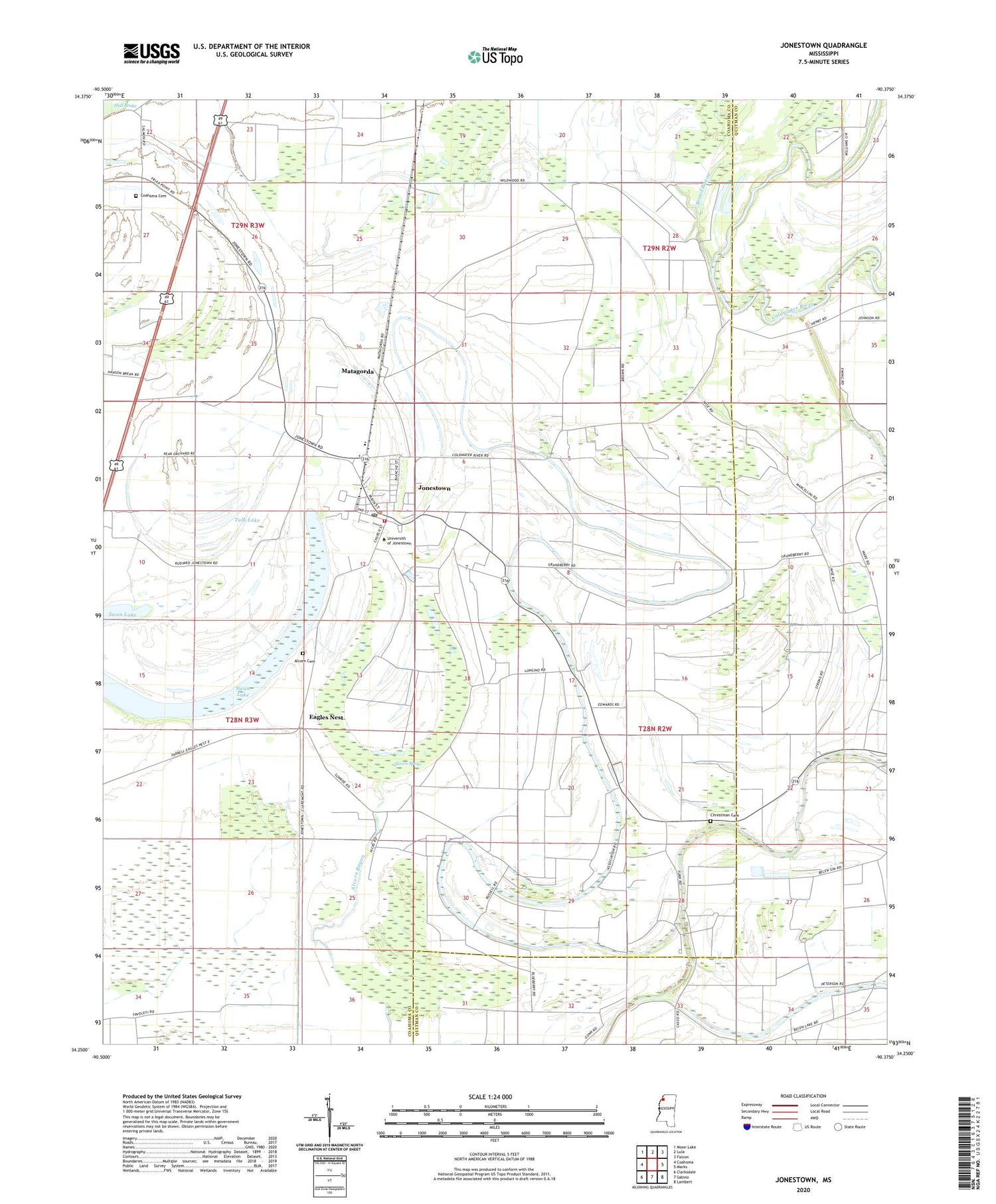 Jonestown Mississippi US Topo Map Image