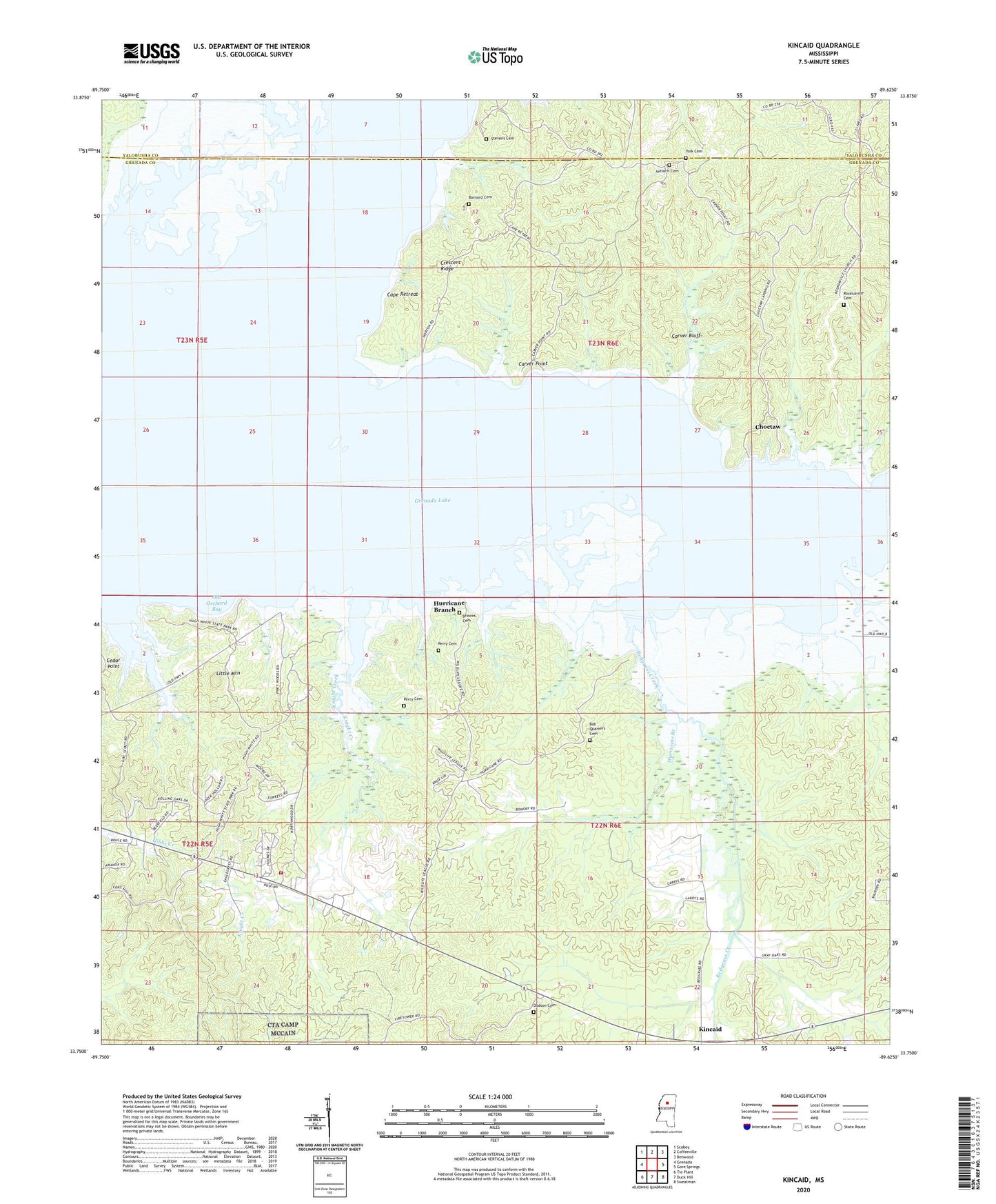 Kincaid Mississippi US Topo Map Image