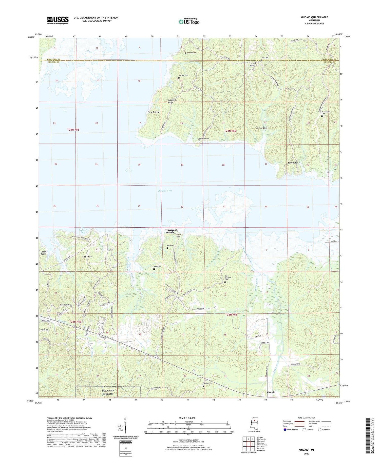 Kincaid Mississippi US Topo Map Image