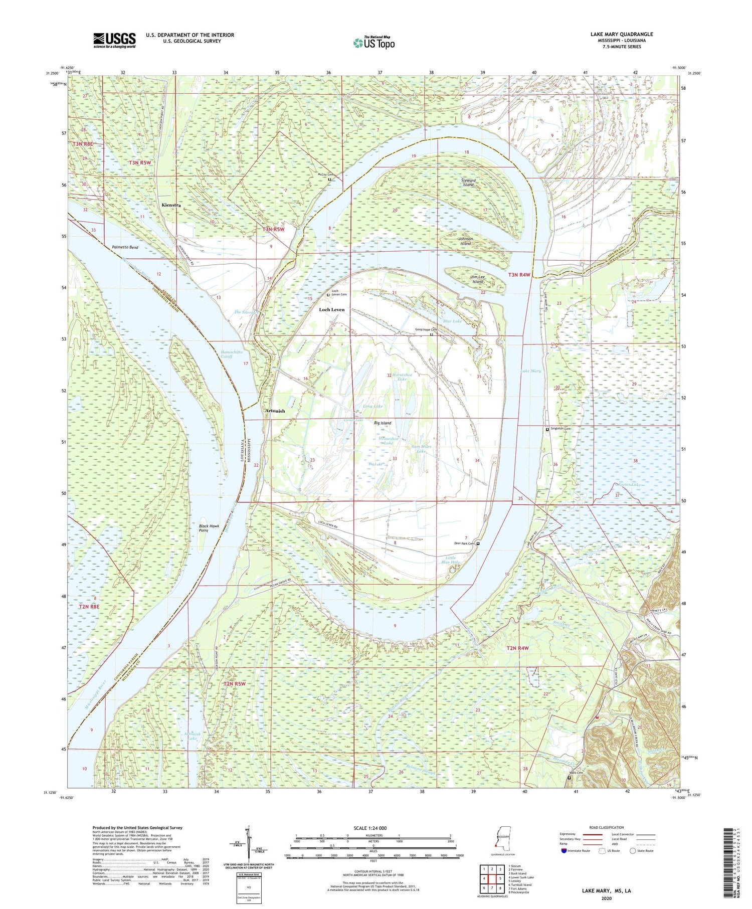 Lake Mary Mississippi US Topo Map Image