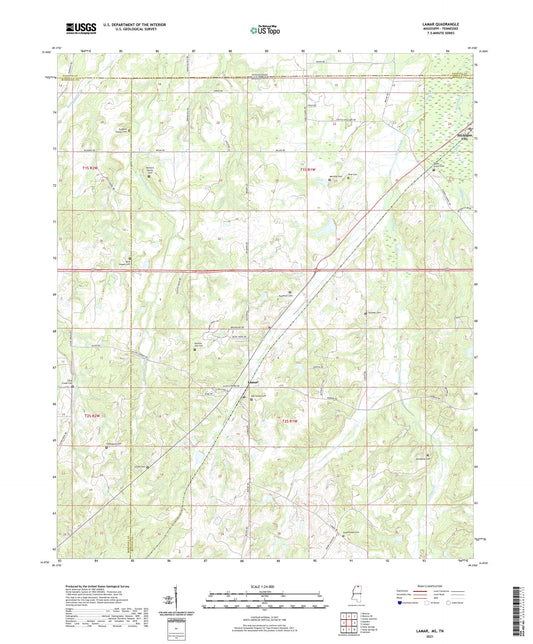 Lamar Mississippi US Topo Map Image