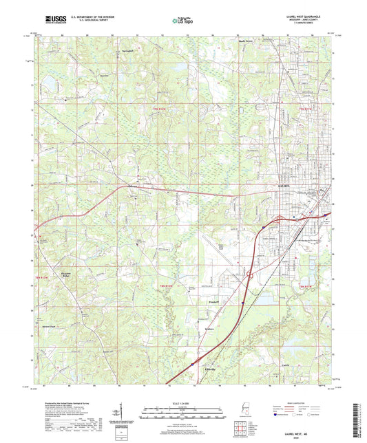 Laurel West Mississippi US Topo Map Image