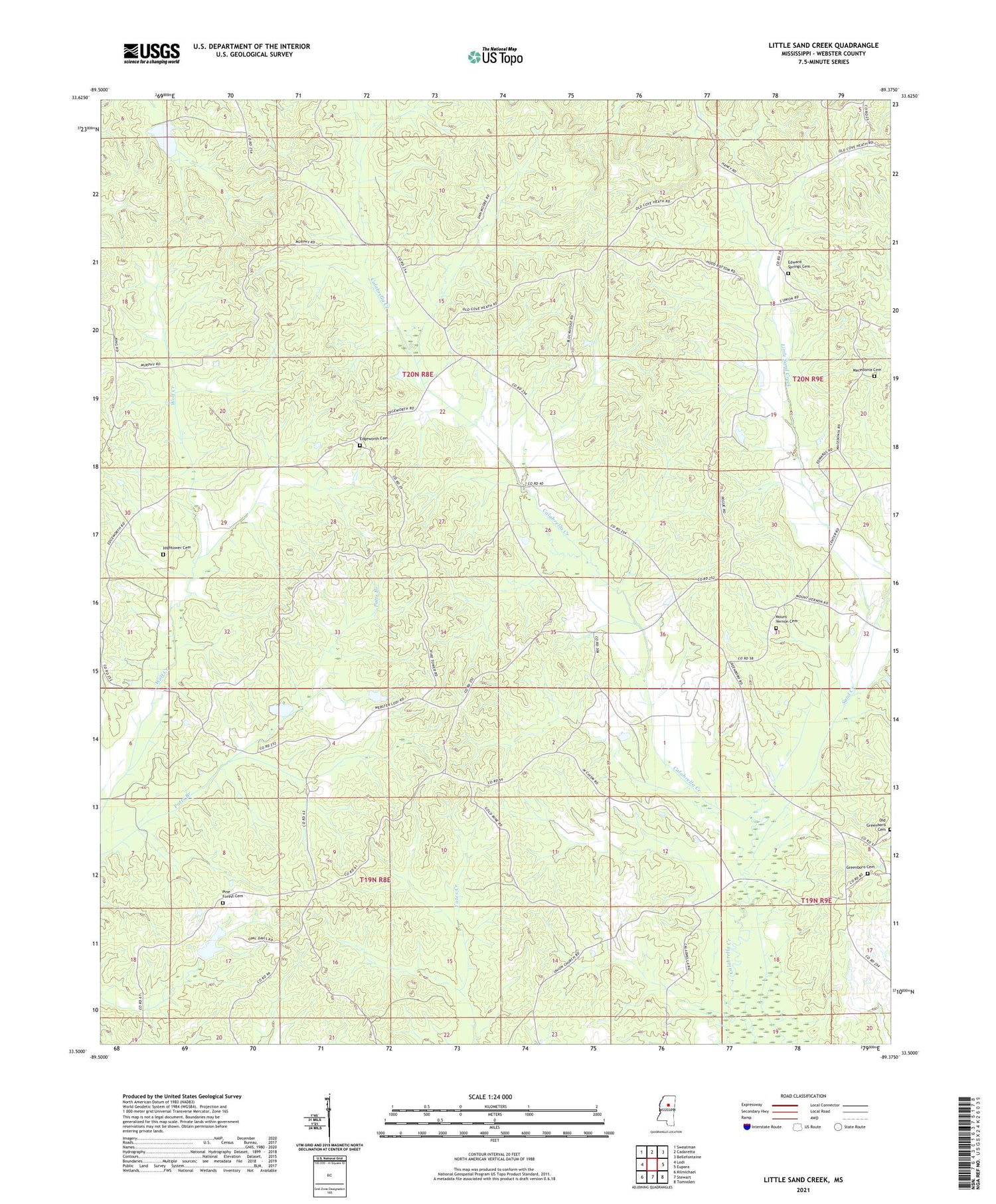 Little Sand Creek Mississippi US Topo Map Image