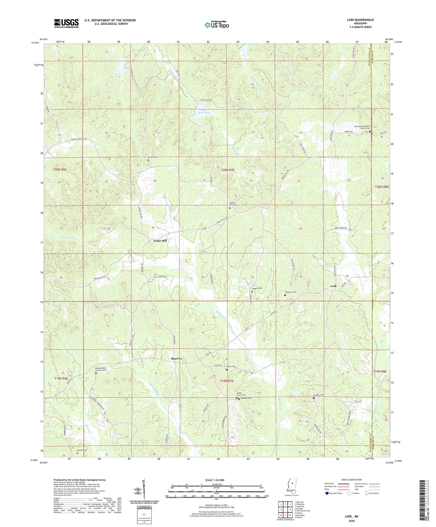 Lodi Mississippi US Topo Map Image