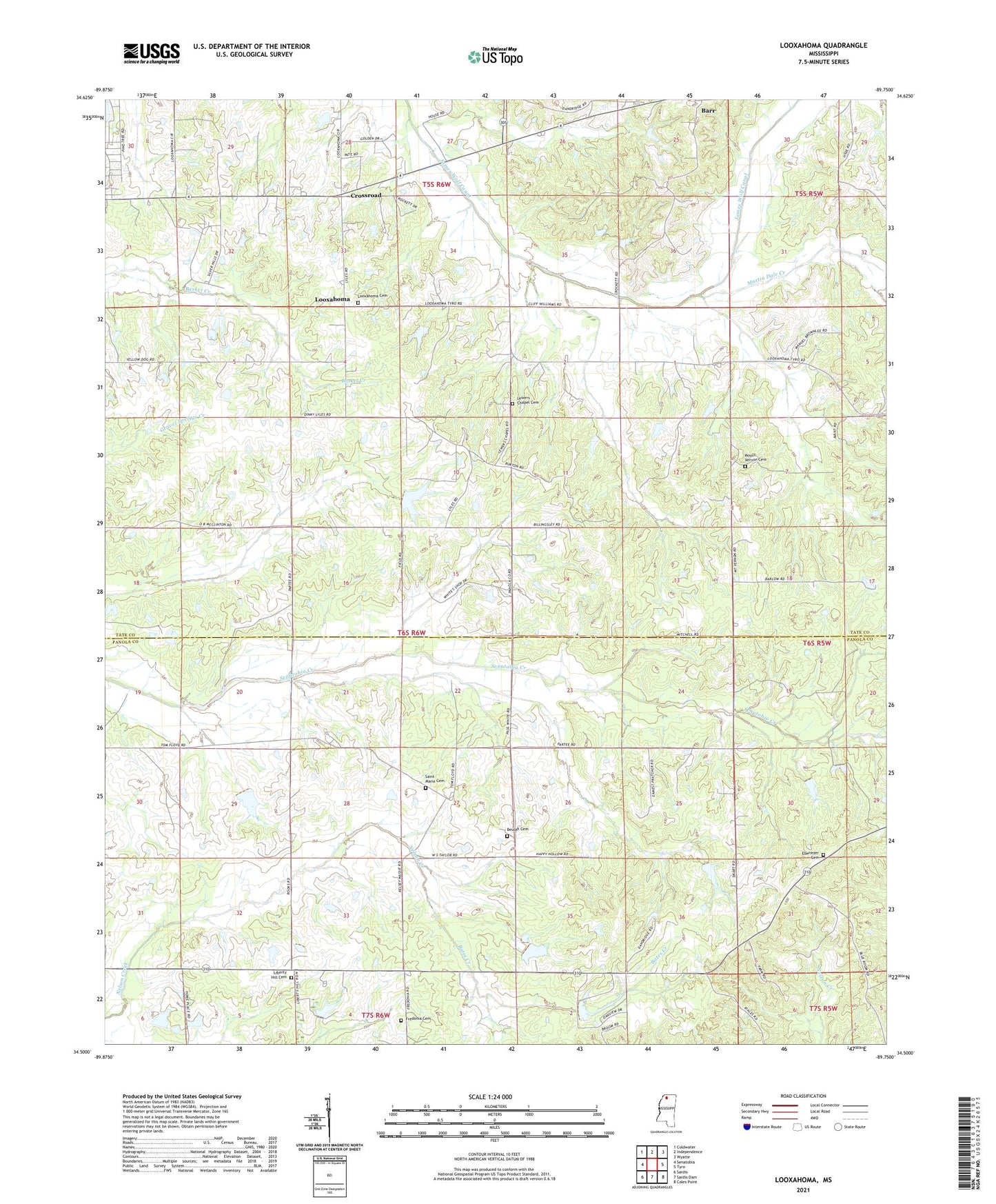 Looxahoma Mississippi US Topo Map Image