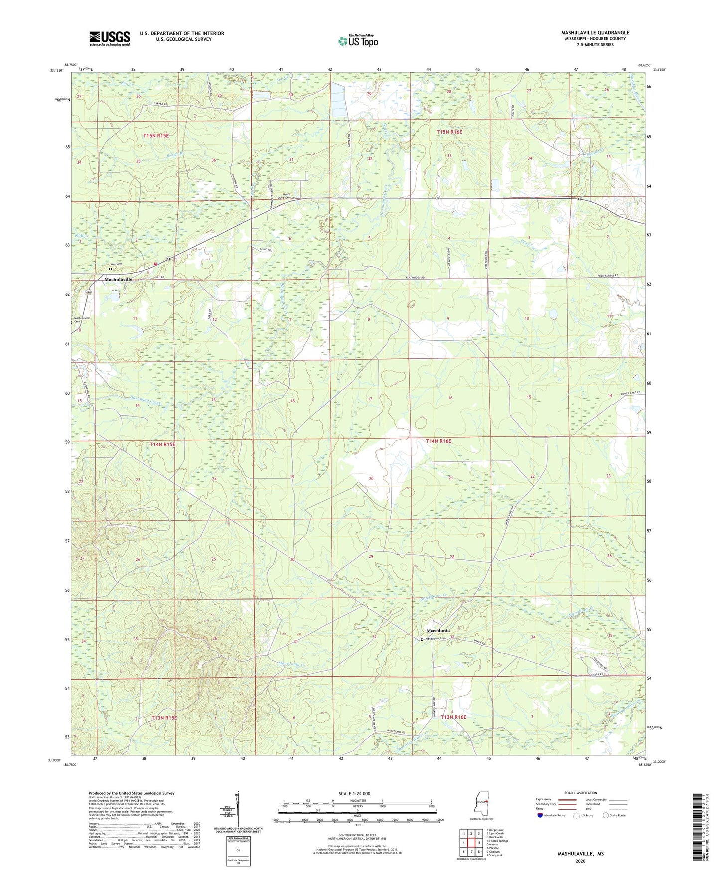 Mashulaville Mississippi US Topo Map Image