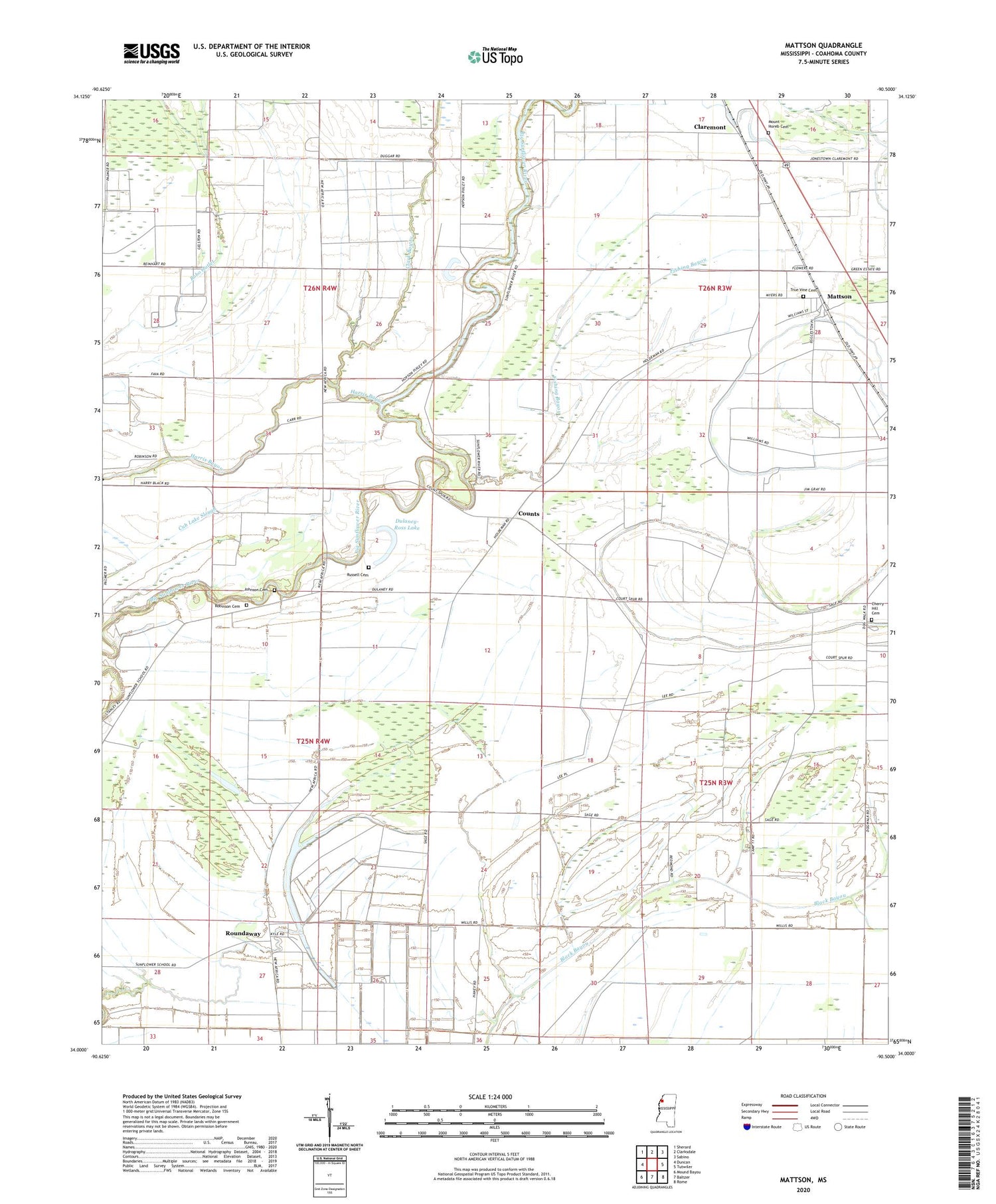 Mattson Mississippi US Topo Map Image