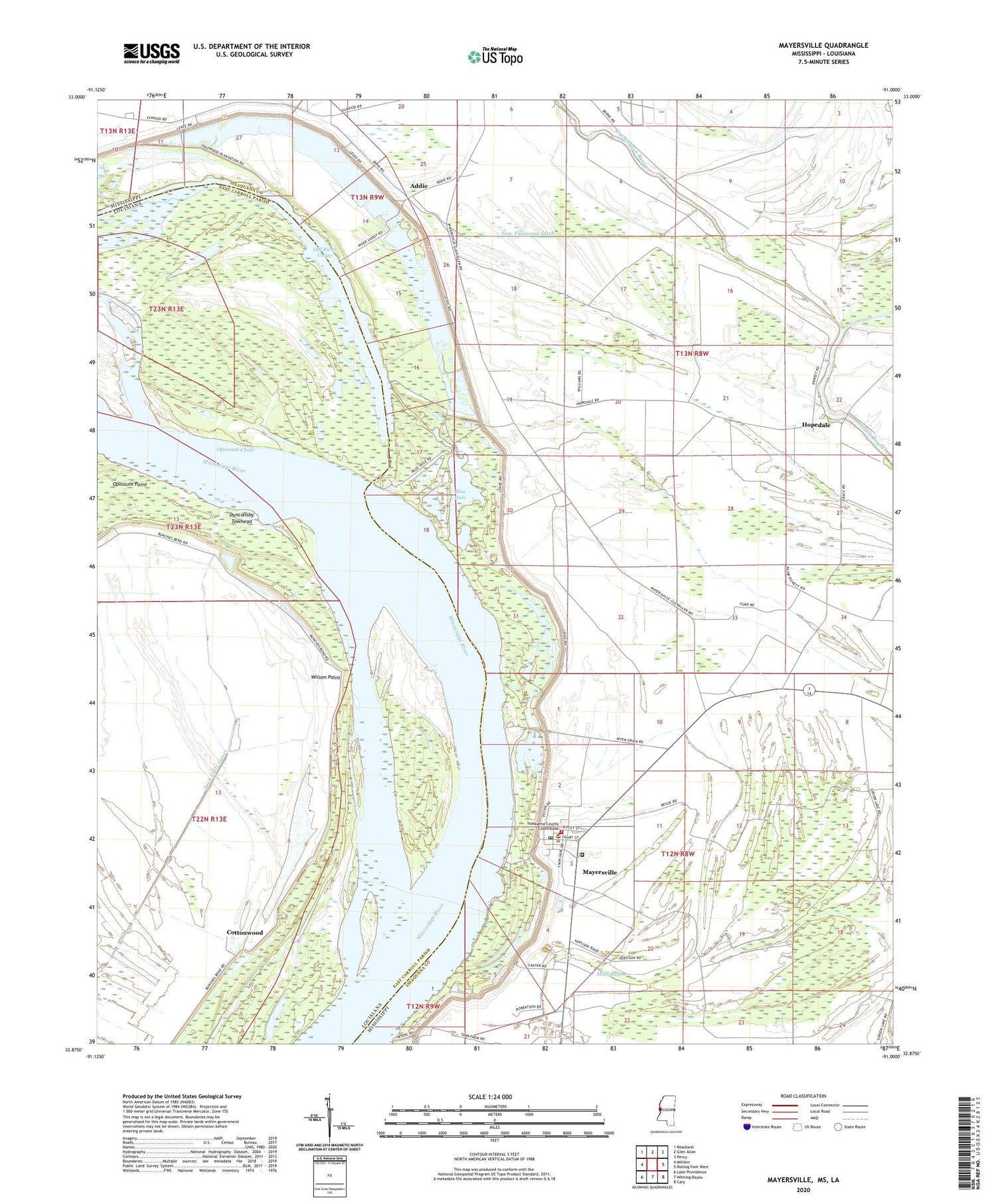 Mayersville Mississippi US Topo Map Image