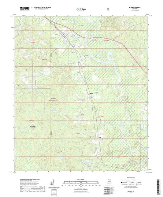 McLain Mississippi US Topo Map Image
