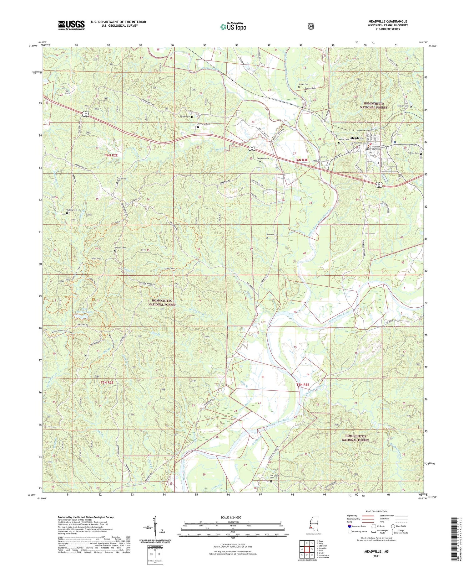 Meadville Mississippi US Topo Map Image