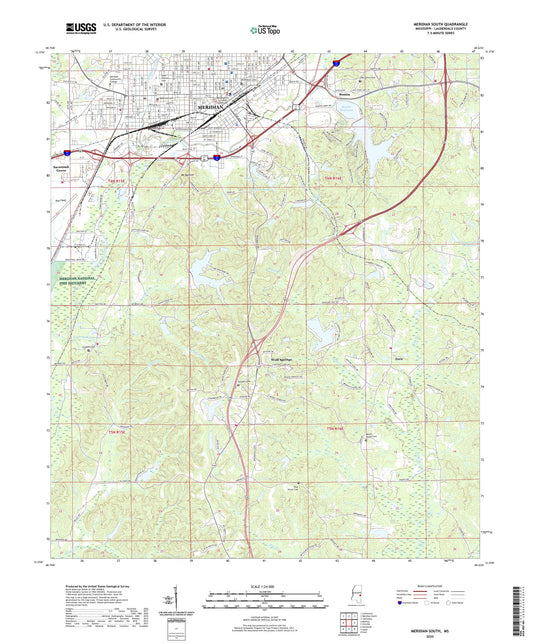 Meridian South Mississippi US Topo Map Image