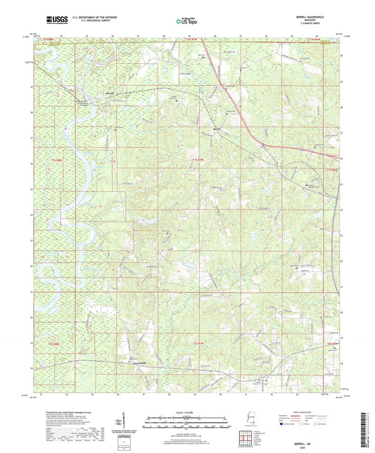 Merrill Mississippi US Topo Map Image