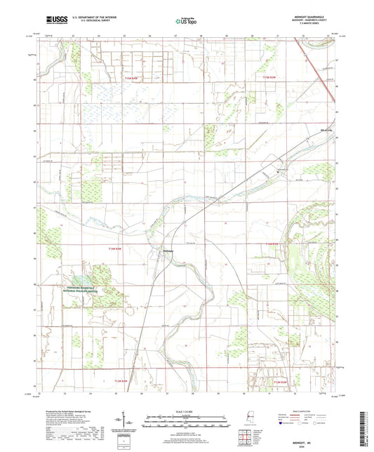 Midnight Mississippi US Topo Map Image