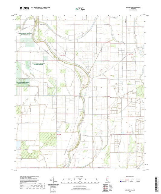 Midnight NW Mississippi US Topo Map Image