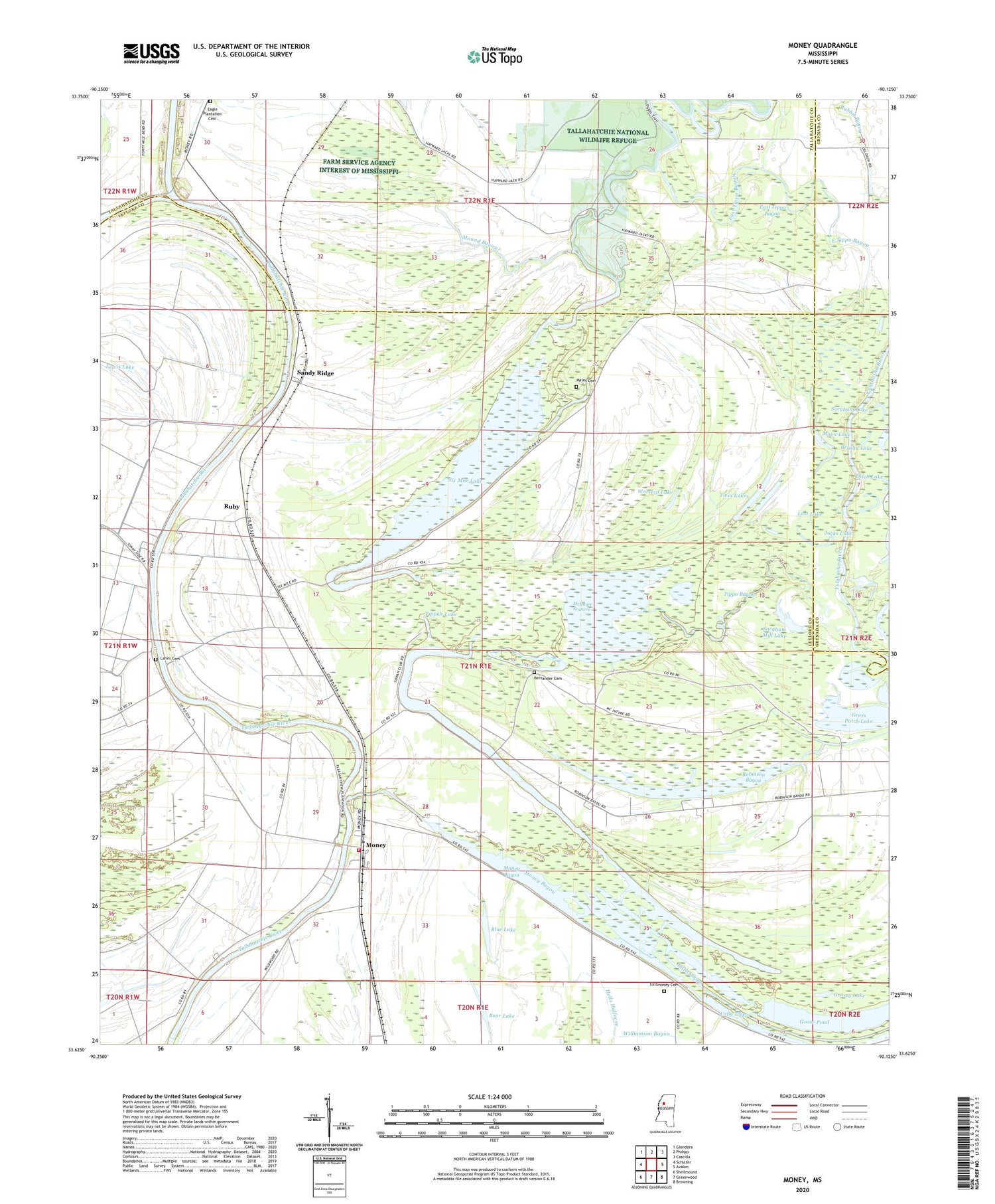 Money Mississippi US Topo Map Image