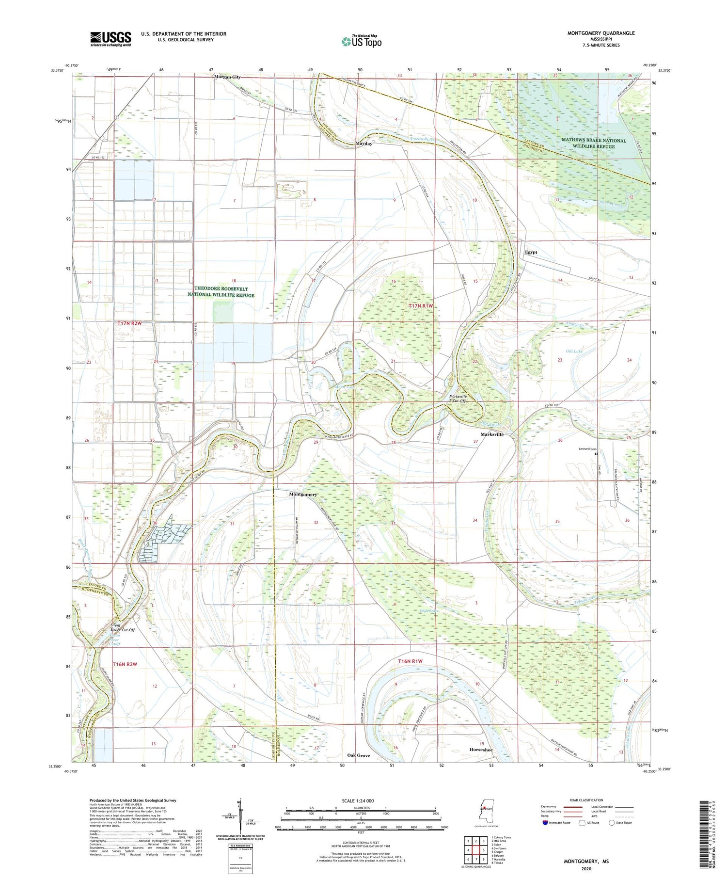 Montgomery Mississippi US Topo Map Image