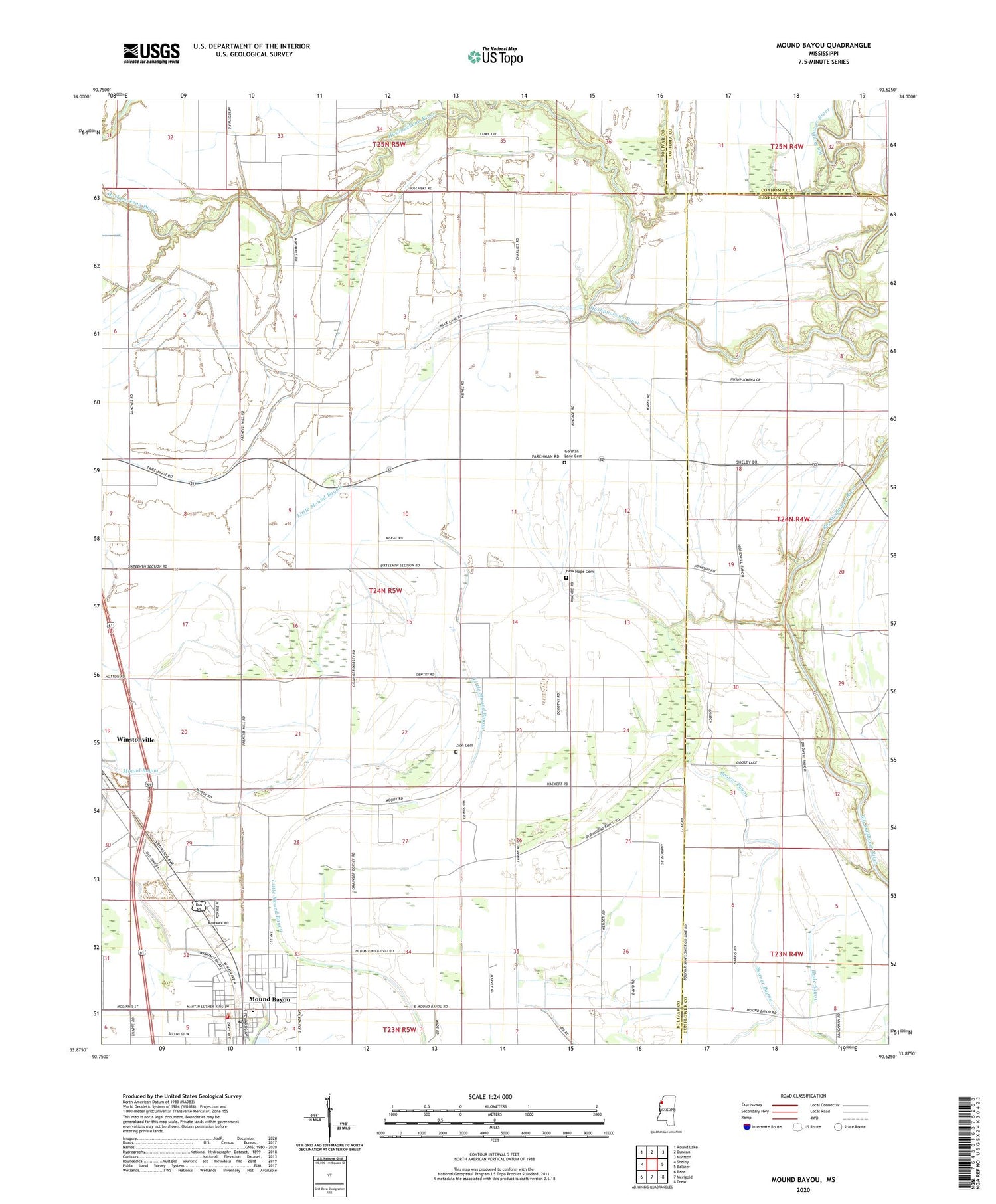 Mound Bayou Mississippi US Topo Map Image