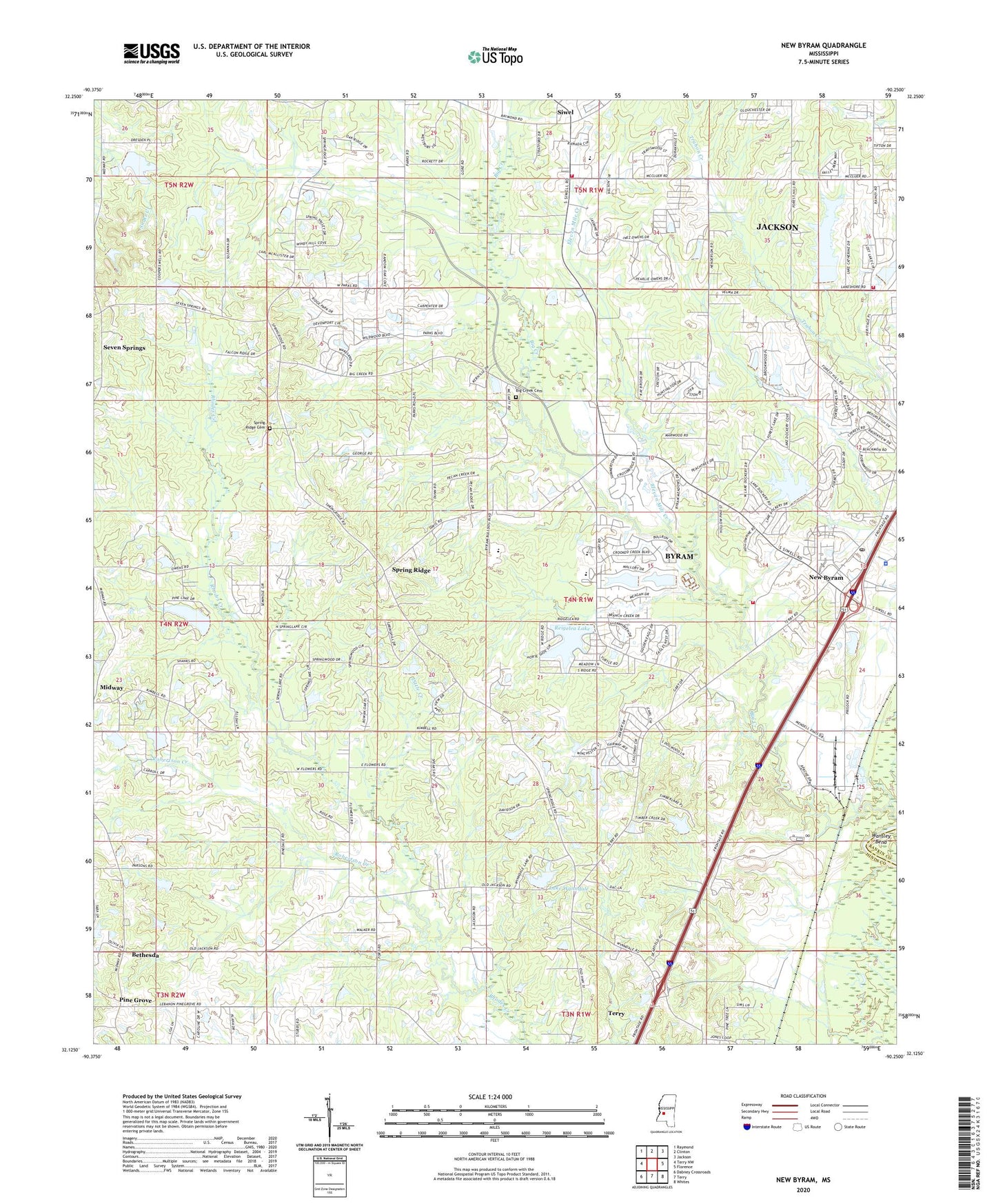 New Byram Mississippi US Topo Map Image
