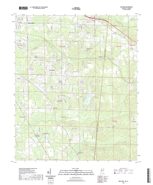 New Hope Mississippi US Topo Map Image