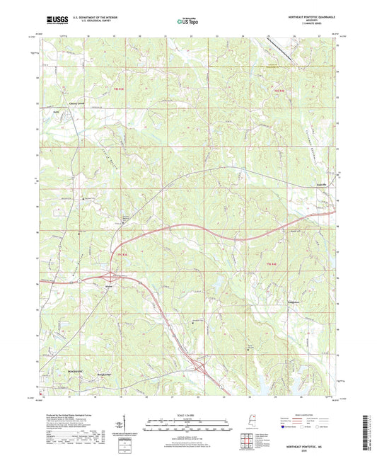 Northeast Pontotoc Mississippi US Topo Map Image