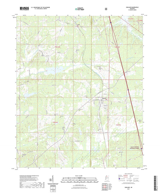 Oakland Mississippi US Topo Map Image