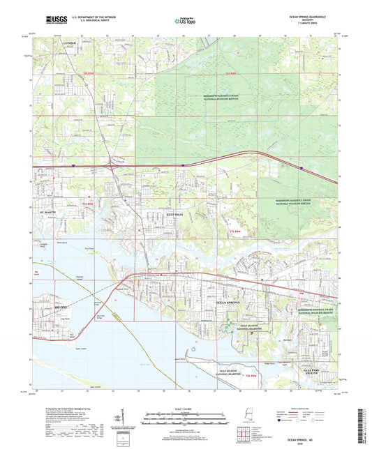Ocean Springs Mississippi US Topo Map Image