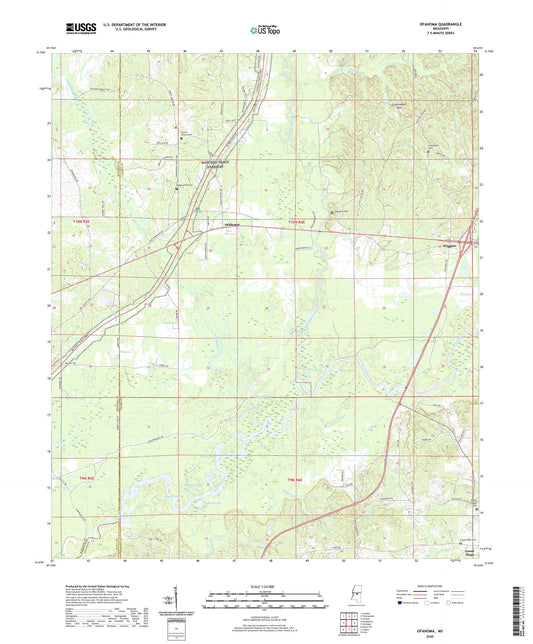Ofahoma Mississippi US Topo Map Image