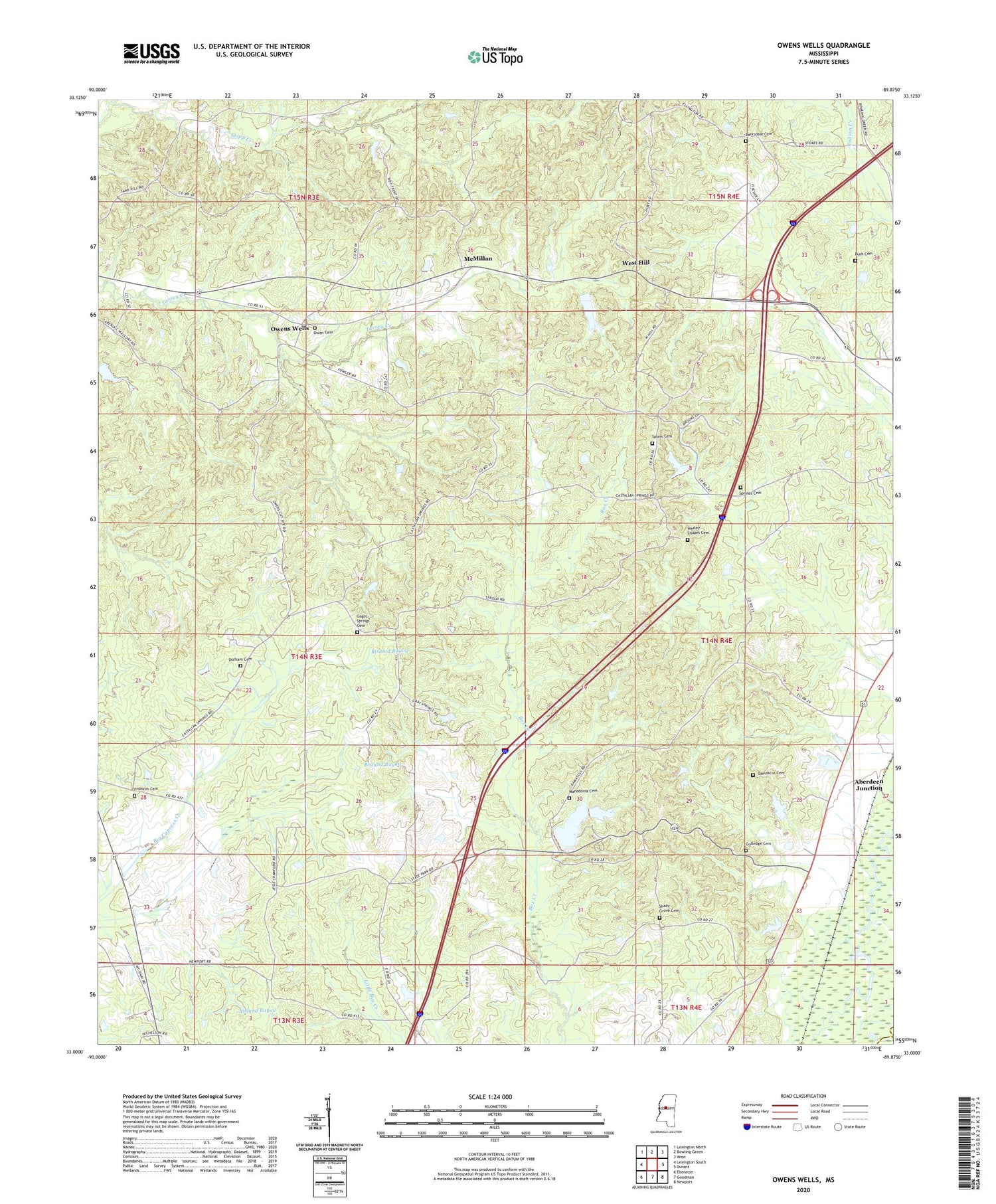 Owens Wells Mississippi US Topo Map Image
