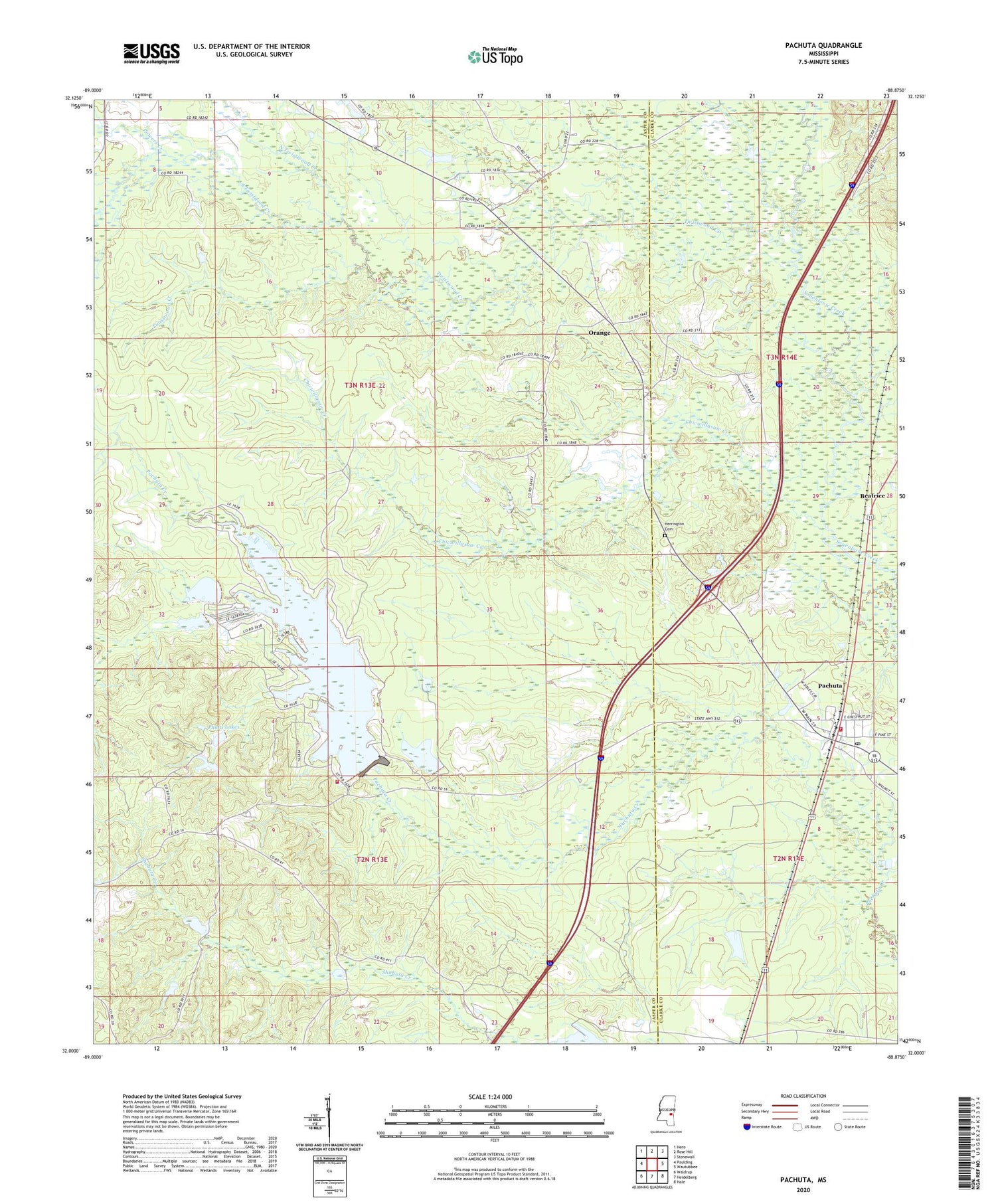 Pachuta Mississippi US Topo Map Image