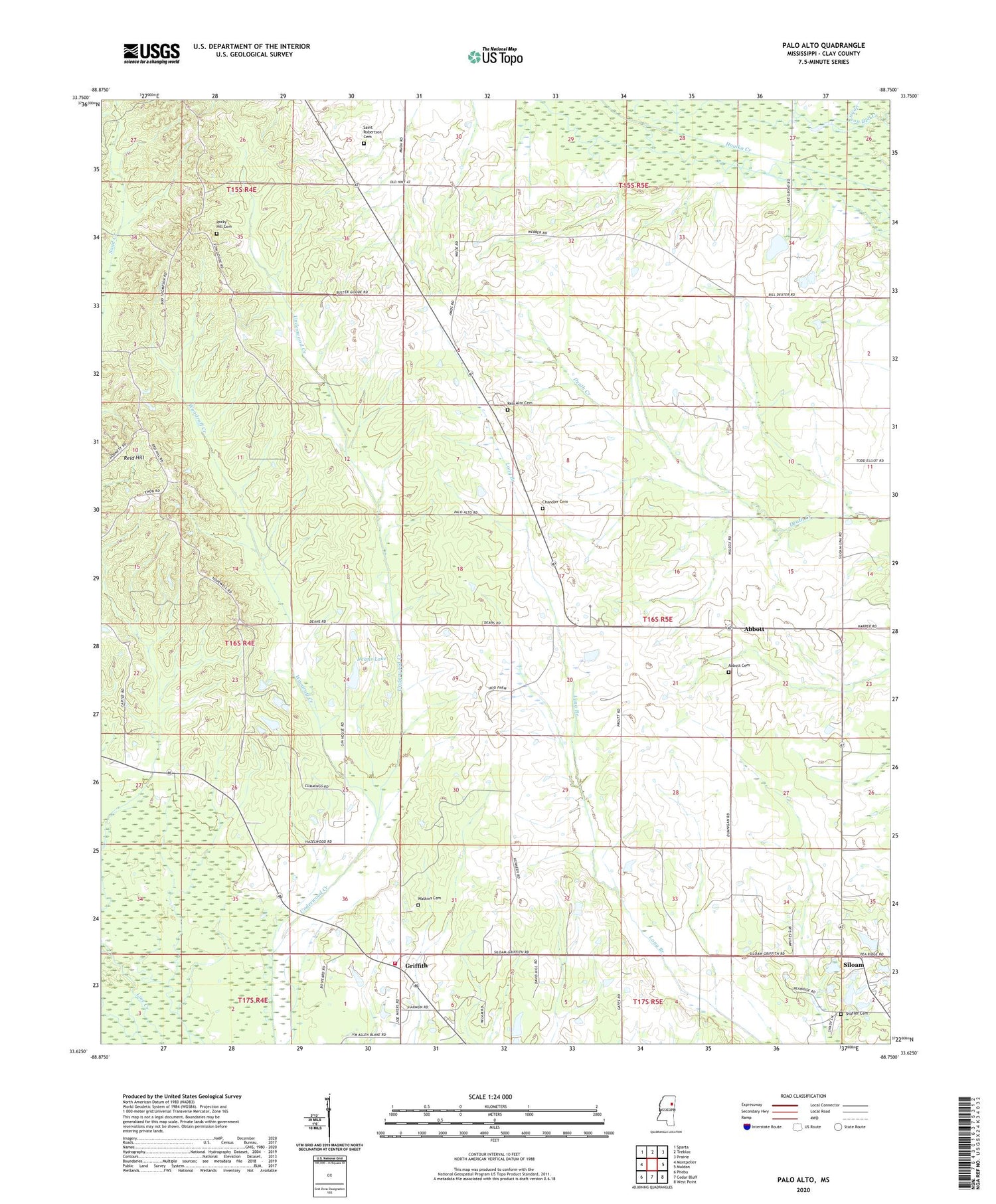 Palo Alto Mississippi US Topo Map Image