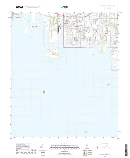 Pascagoula South Mississippi US Topo Map Image