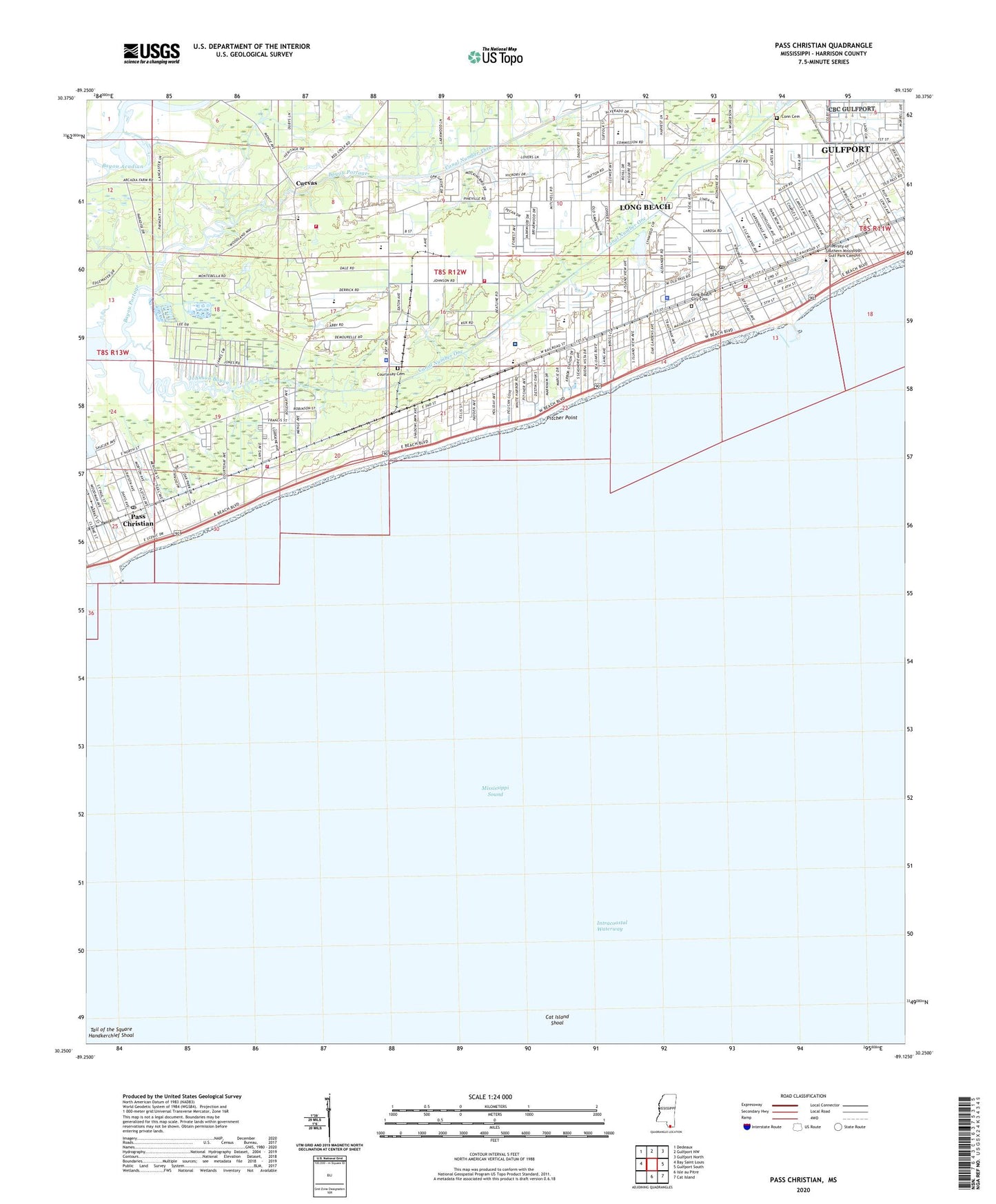 Pass Christian Mississippi US Topo Map Image