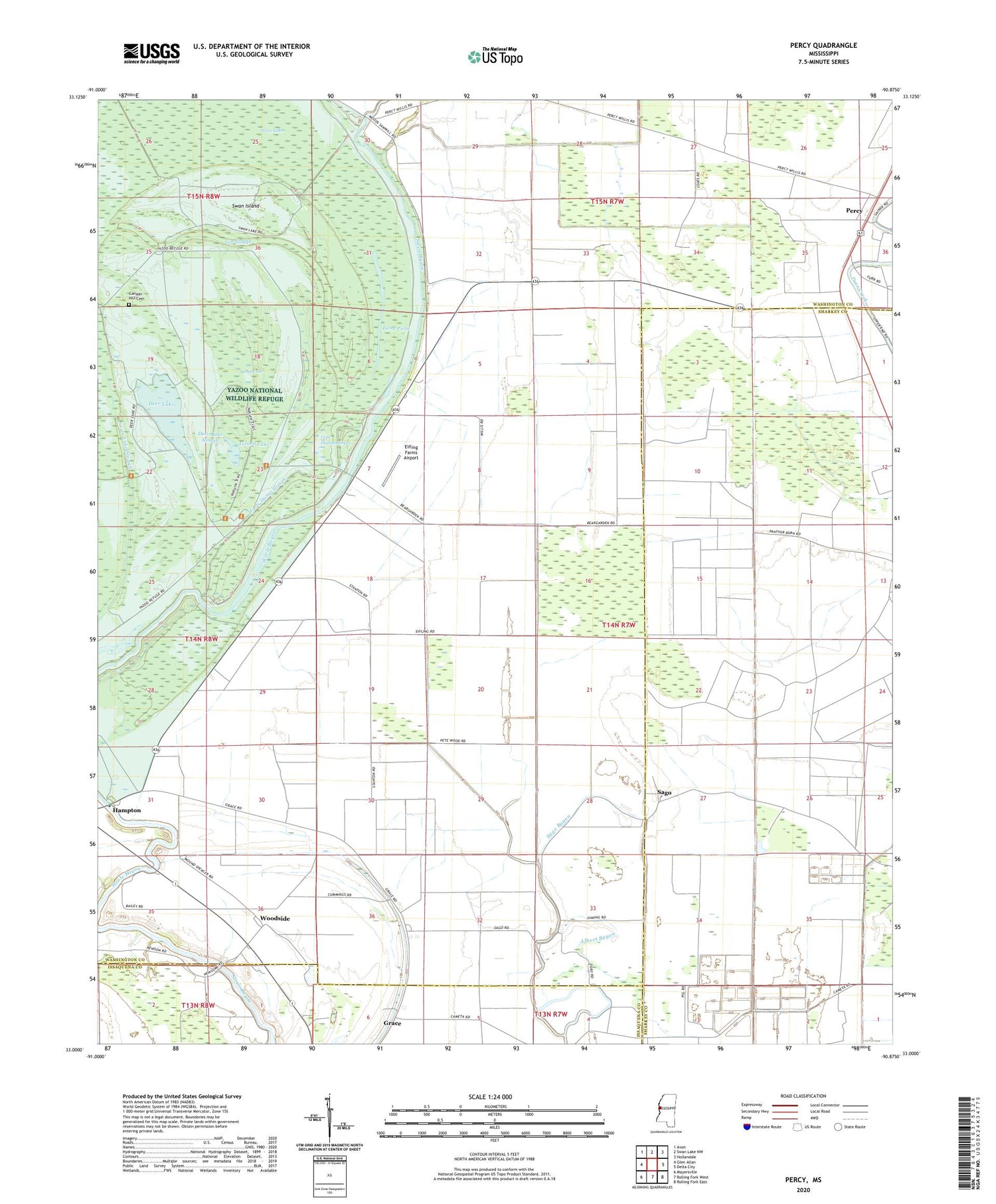 Percy Mississippi US Topo Map Image