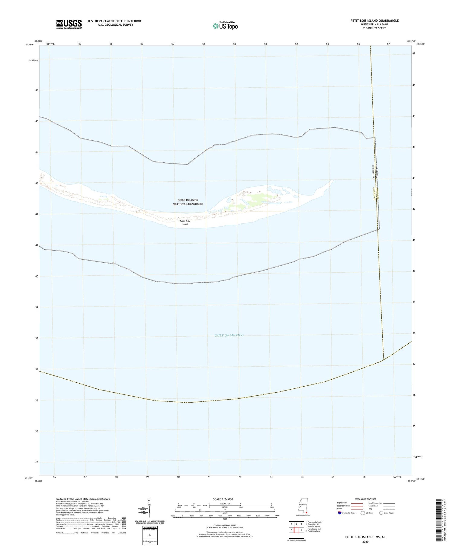 Petit Bois Island Mississippi US Topo Map Image