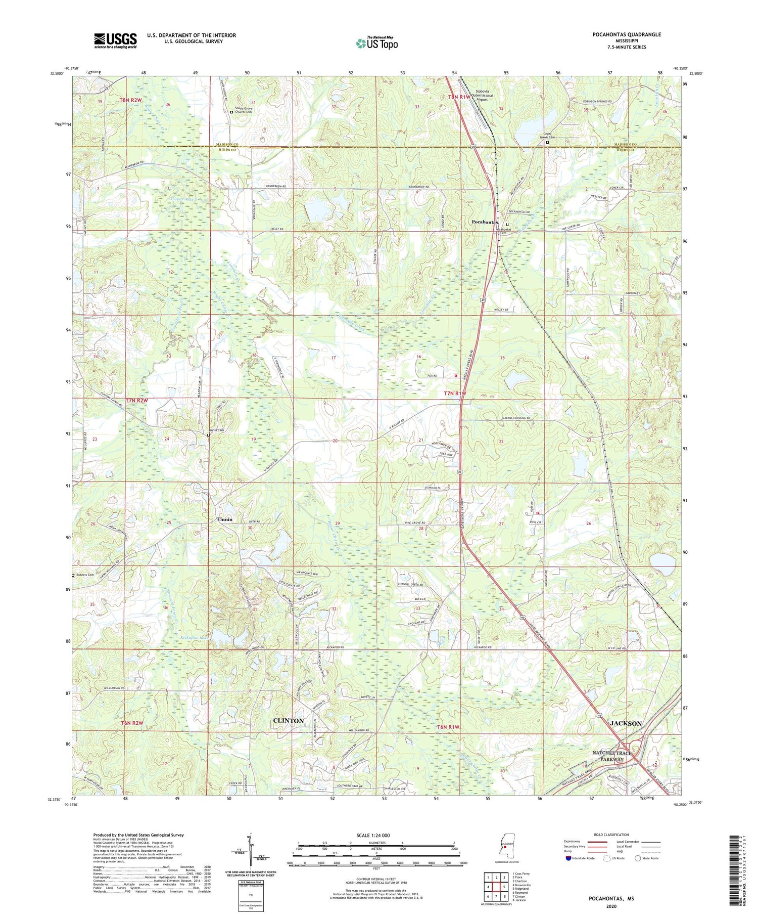 Pocahontas Mississippi US Topo Map Image