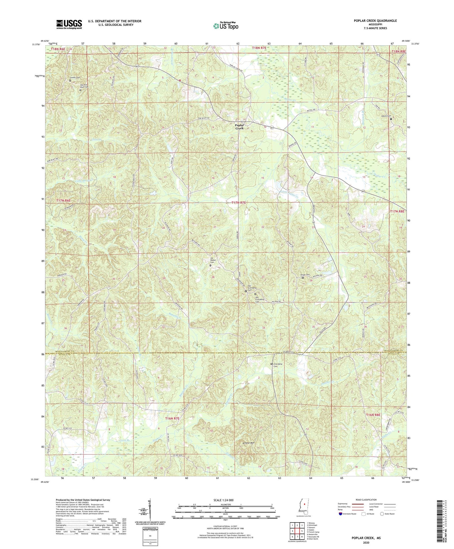 Poplar Creek Mississippi US Topo Map Image