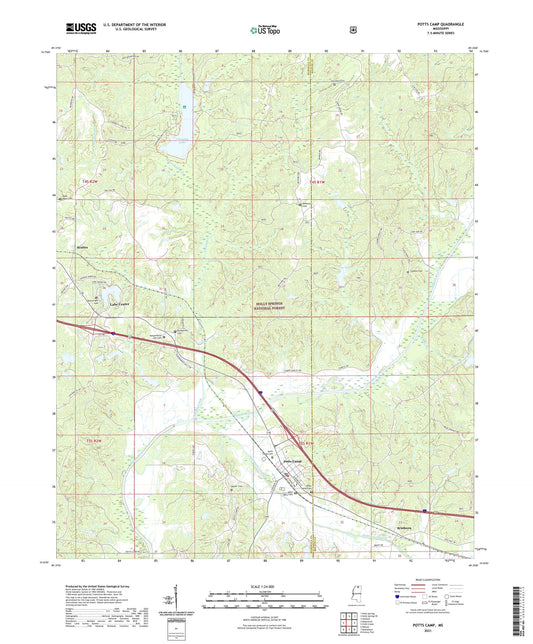 Potts Camp Mississippi US Topo Map Image