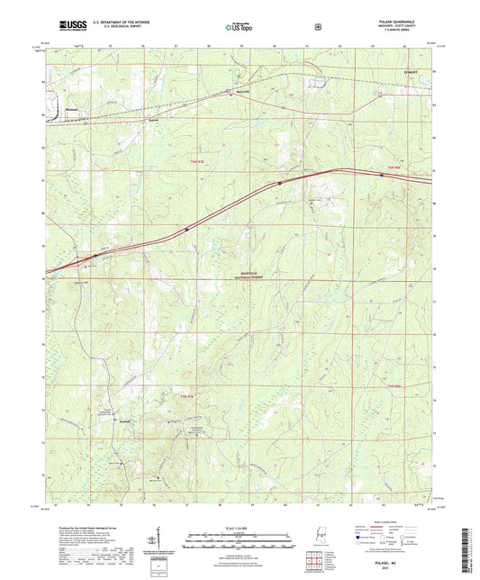 Pulaski Mississippi US Topo Map Image