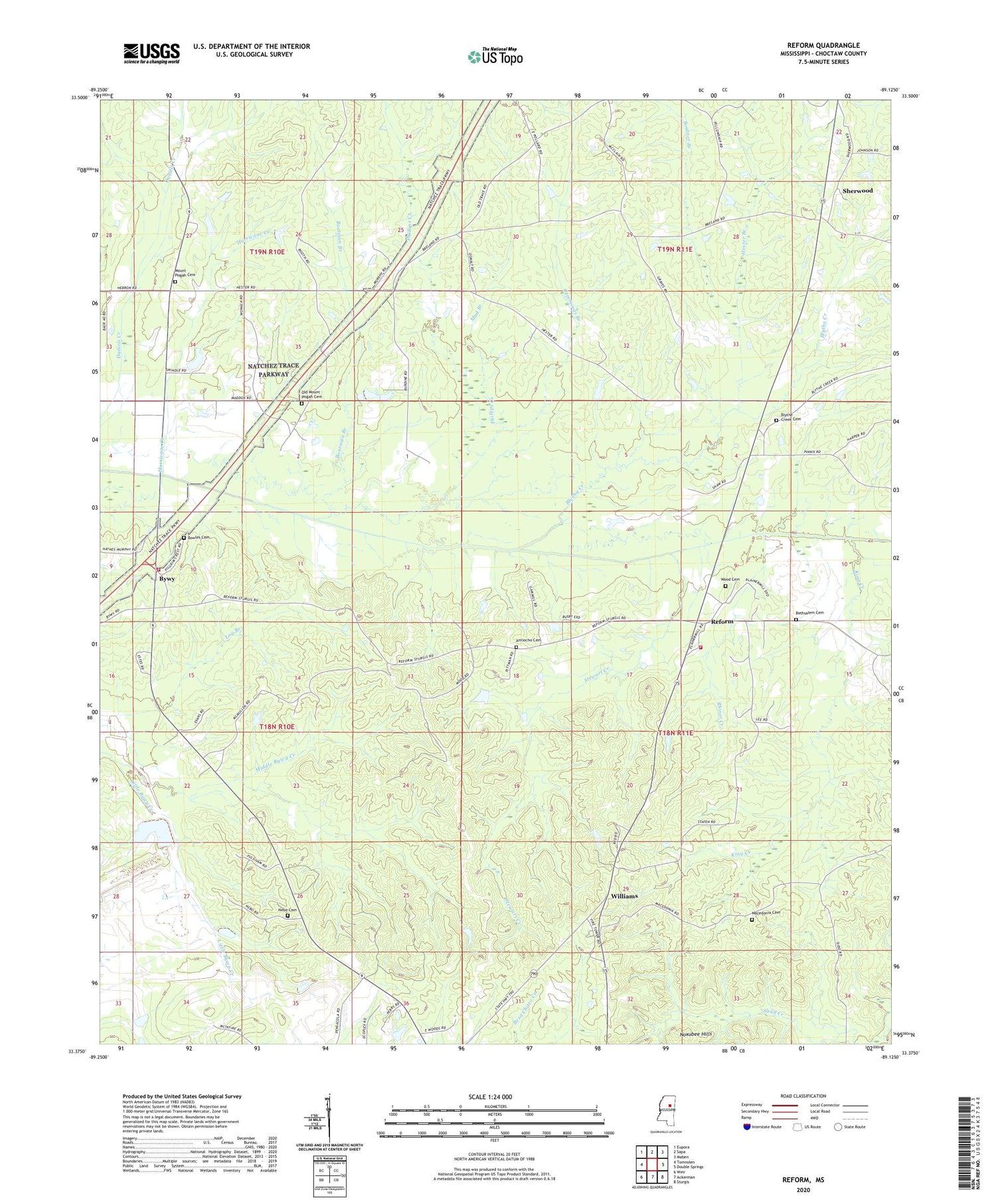 Reform Mississippi US Topo Map Image