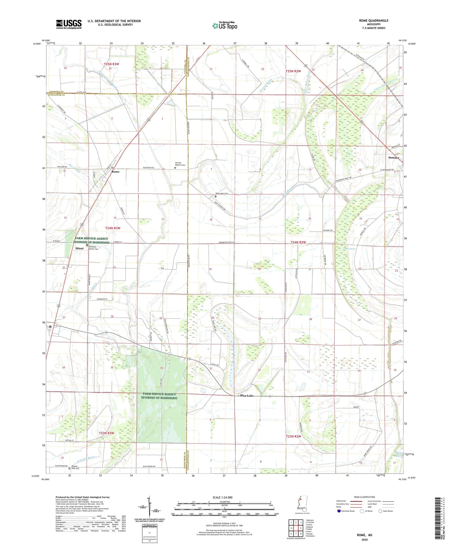 Rome Mississippi US Topo Map Image