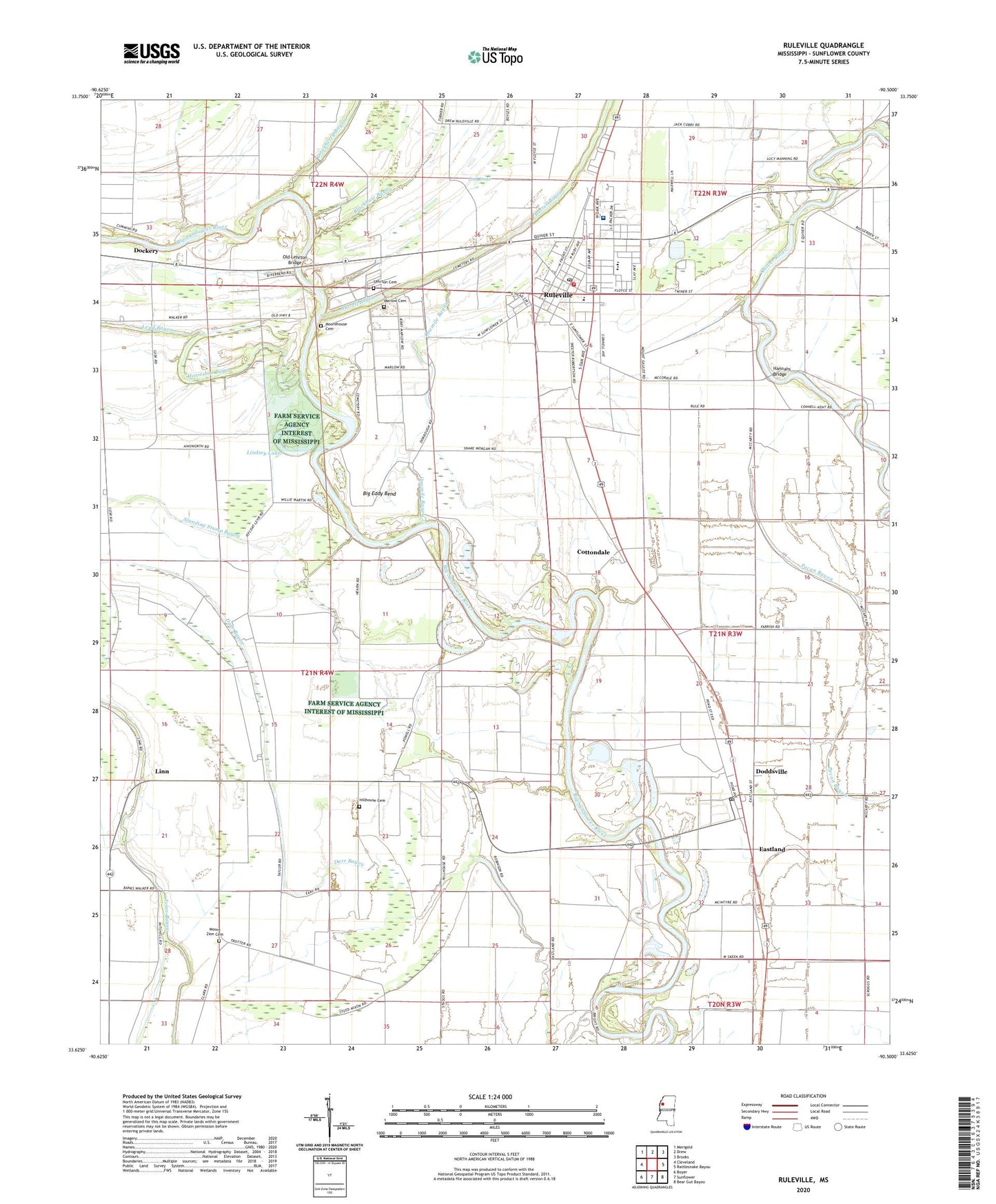Ruleville Mississippi US Topo Map Image
