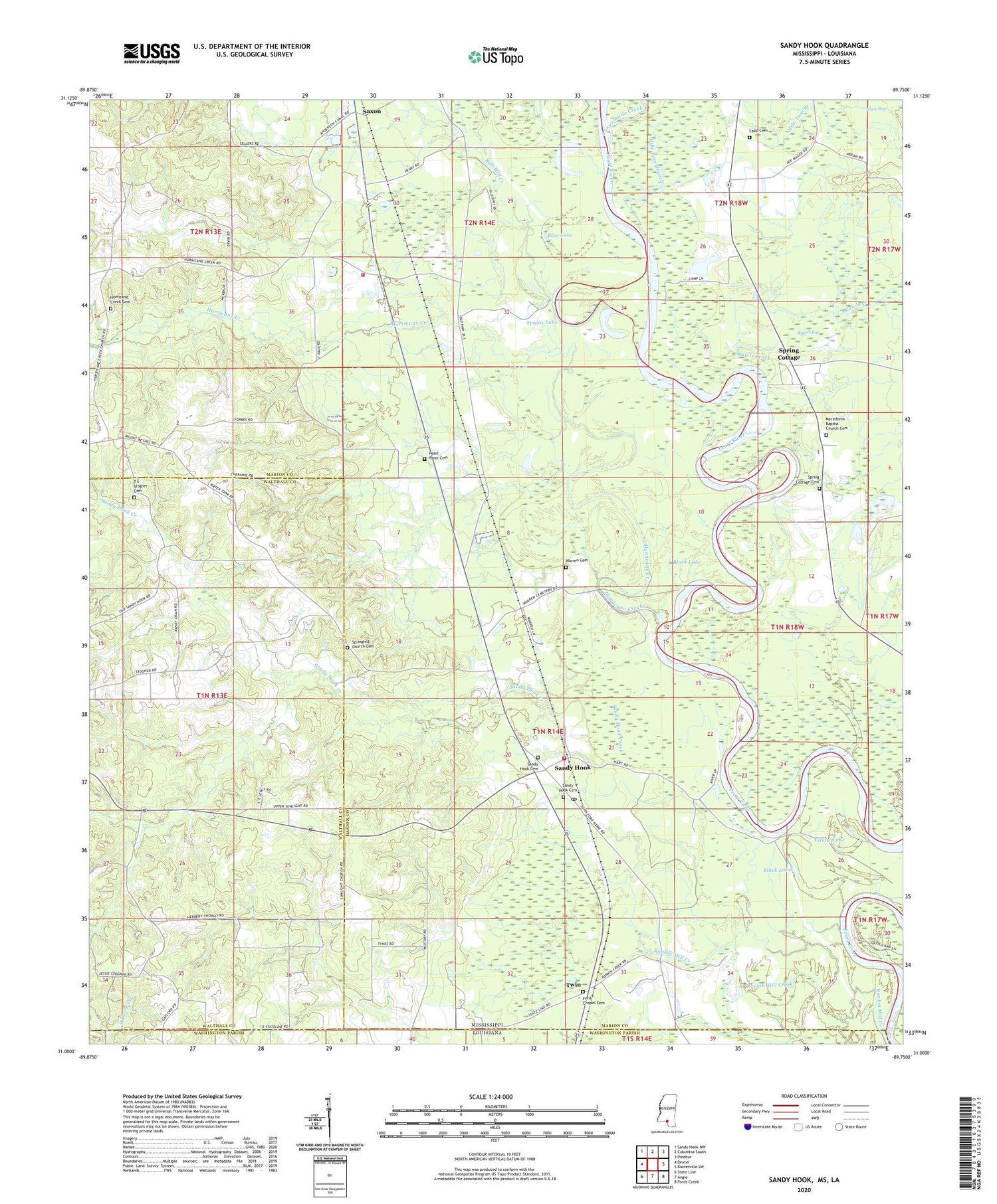 Sandy Hook Mississippi US Topo Map Image