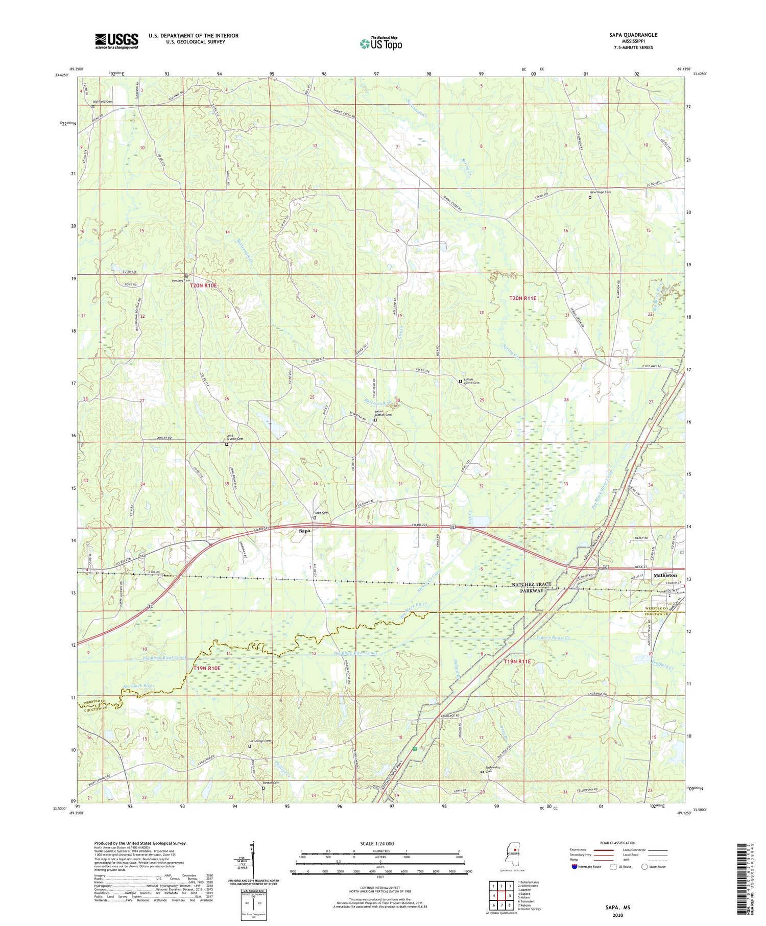 Sapa Mississippi US Topo Map Image
