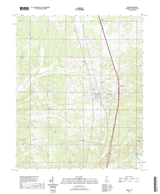 Sardis Mississippi US Topo Map Image
