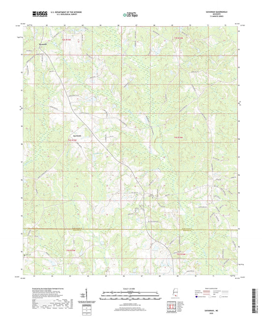 Savannah Mississippi US Topo Map Image