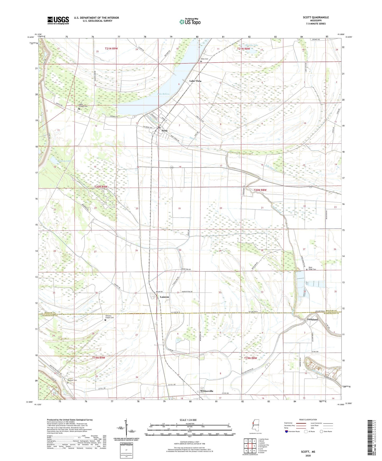 Scott Mississippi US Topo Map Image