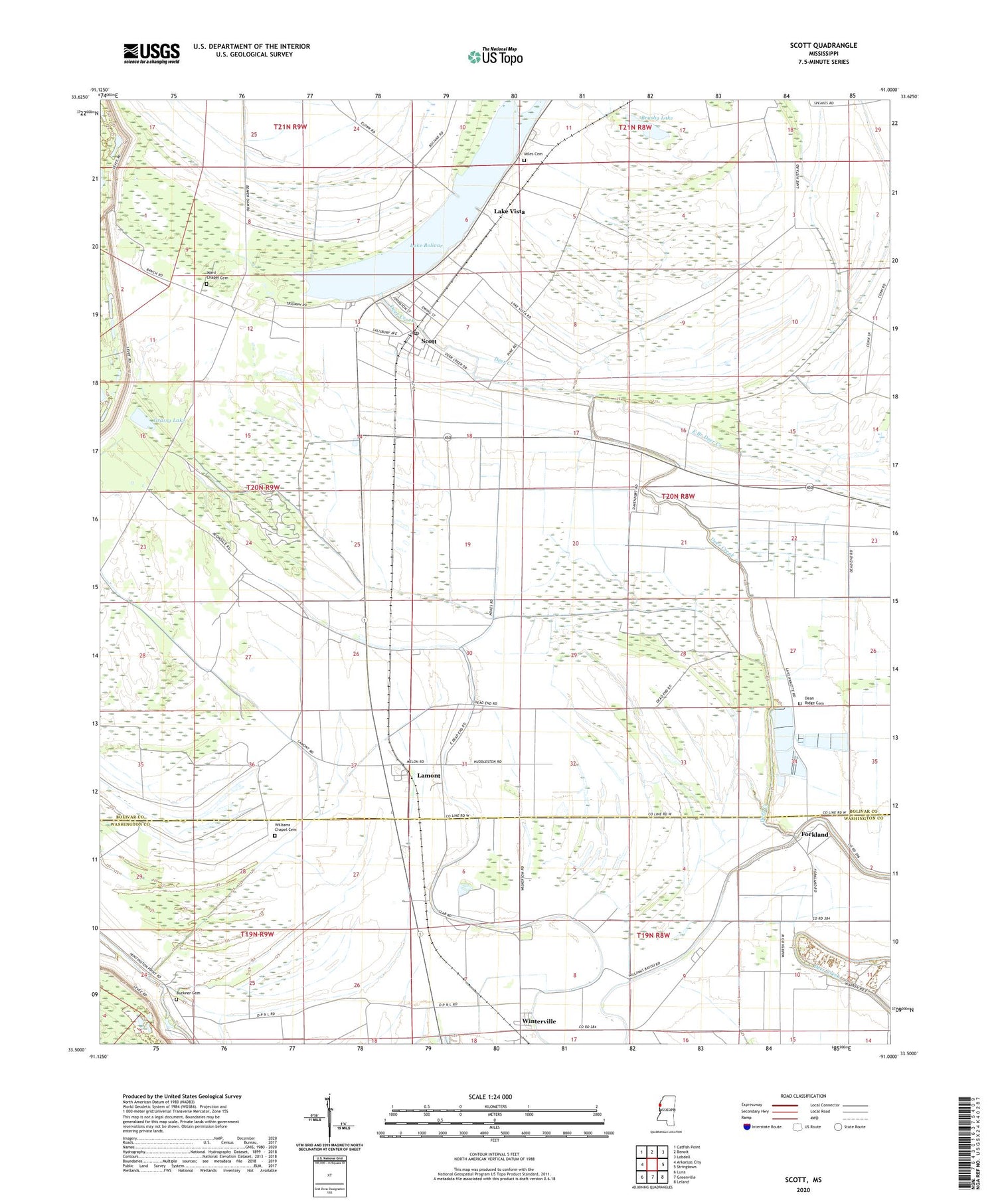 Scott Mississippi US Topo Map Image