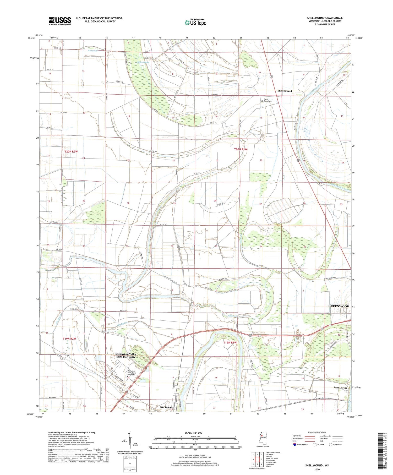 Shellmound Mississippi US Topo Map Image