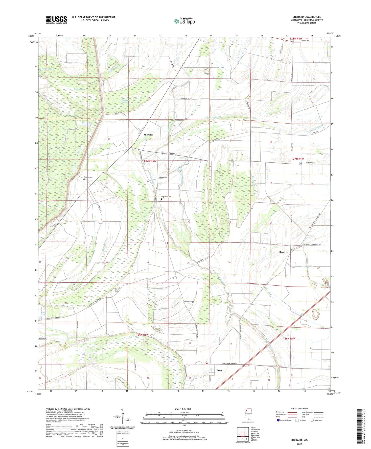 Sherard Mississippi US Topo Map Image